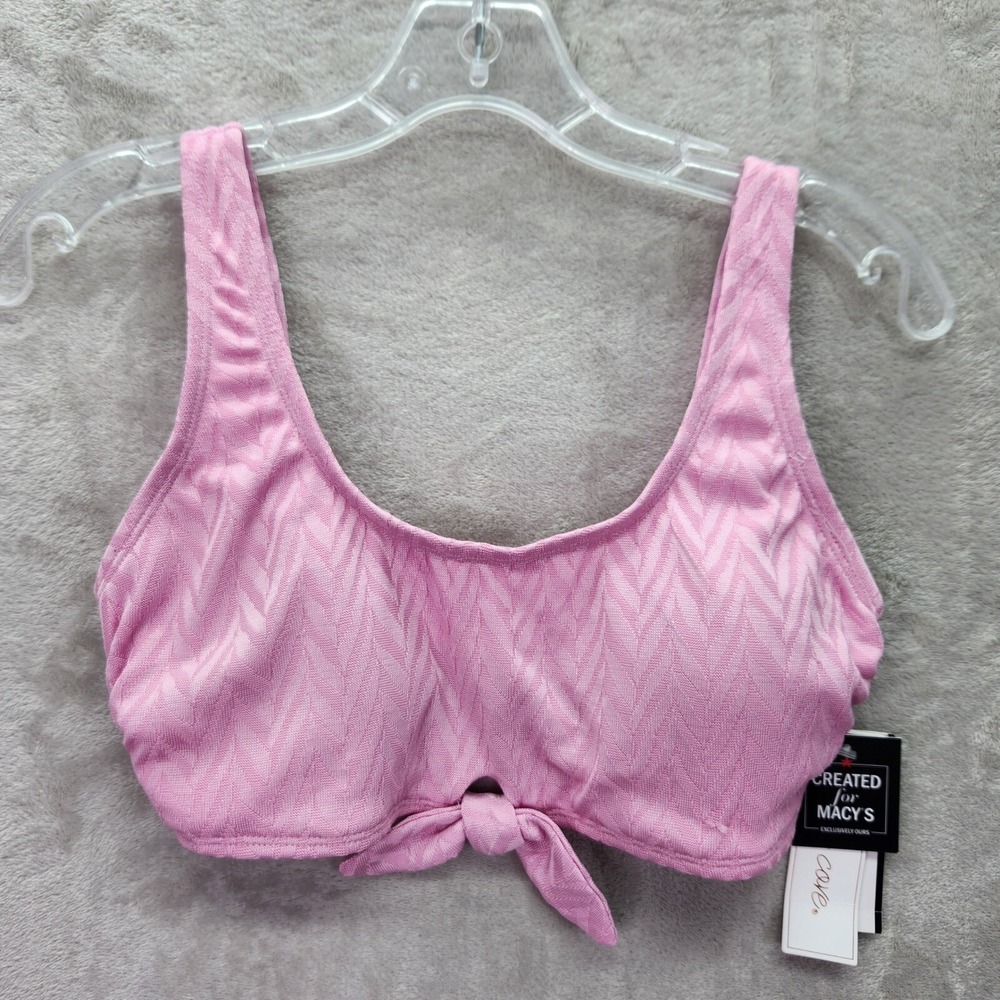 Salt + Cove Bikini Top Womens Size D/DD Pink Chevron Tie Front Swim Top Swimwear